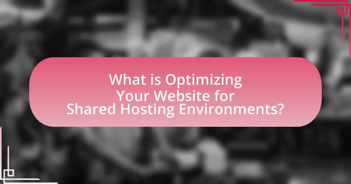 What is Optimizing Your Website for Shared Hosting Environments?