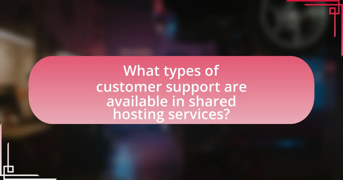 What types of customer support are available in shared hosting services?